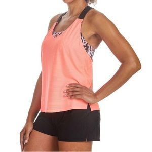 ZeroXposur Coral and Black Women's Swim Top